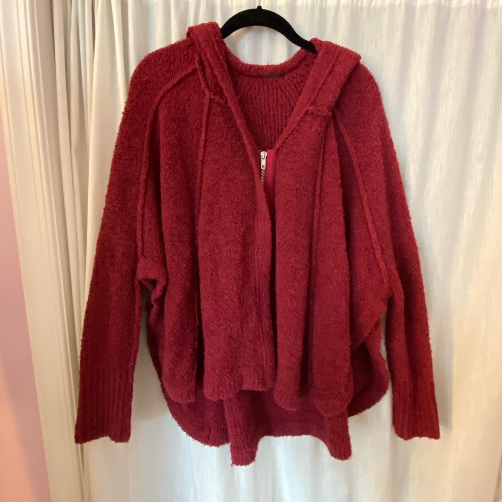 Free People Cape Hoodie Sweater Zipper Closure Super Soft